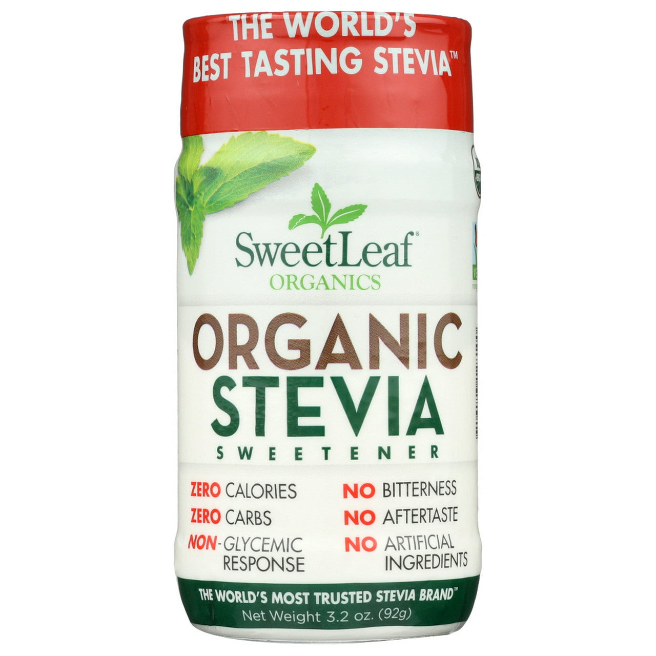 SweetLeaf Organic Stevia Sweetener Shaker Jar, 3.2 Oz